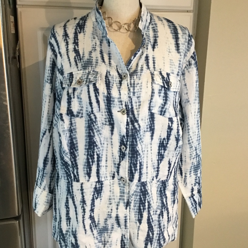 Jones New York Linen Tie Dye Top Size 2X